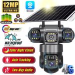4G LTE Security Camera with SIM Card+SD Card 12MP HD PTZ Solar Powered Wireless
