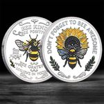 Bee Kind Bee Positive Bee Awesome Sunflower Bee Challenge Coin Gift Medal
