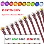 1206 3528 0402 0603 0805 LED wired  2V 3V Model Trains High Quality LED