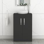 Bathroom Vanity Unit Countertop Wash Basin Matt Black Floor Standing Wall Hung