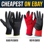 24 Pairs Work Gloves PU Coated Black Safety Builder Construction Gardening Grip