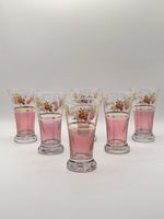 Set of 6 vintage 50s floral pattern small liquor glasses shot glasses