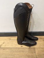 QHP HAILEY real leather long black lace up glittery dressage boots size 41 WIDE