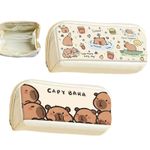 Cartoon Capybara Pencil Case Storage Bag Daily Double Compartment Pencil Case