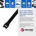 ONE-WRAP® double sided Velcro® REUSABLE CABLE TIES Black and White, Various Size