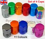X 4 Tyre Valve Dust Caps Hex Car Bike Motorcycle Alloy UK Seller FITS ALL CARS
