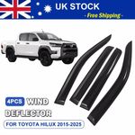 Tinted Wind Deflectors Rain Guard for Toyota Hilux 2015-2026 MK8 MK9 Invincible