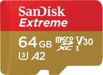 SANDISK Extreme microSD Card + SD Adapter 64GB, Up to 170MB/s Read 64 gb, Red