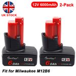 2pc Battery For Milwaukee M12 B6 LITHIUM ION XC 6.0 High Capacity 12V Drill Tool