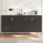 Modern Sideboard Storage Cabinet with Adjustable Shelves for Living Room Black