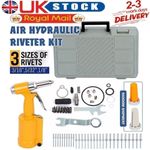 Air Hydraulic Pop Rivet Gun Pneumatic Riveter Industrial 4-Size Set & Case UK