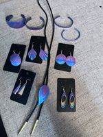 Set Of 10 Colorful Matching Jewelry Set. 5 Earrings, 4 Bracelets, 1 Bolo Necklac