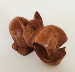 Hand Carved Wooden Hippo 14.5cm x 8.5cm Sustainable Suar Wood Fair Trade