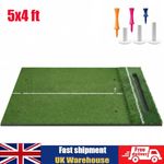 Golf Hitting Mat 5x4 ft with Ball Tray Dual Turf Swing Driving Training Practice