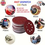 125mm - 5" 8 Hole Sanding Discs 40 60 80 120 240 320 Grit Orbital Sander Pad UK
