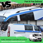 FIT FORD TRANSIT CUSTOM 12-23 LWB BLACK ALUMINIUM SPORT ROOF BARS RAILS NO DRILL