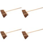 4pc Cleenol Stiff Bristle Wooden Broom Head & Handle - 12in. - 135512WH - Pack