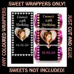 Personalised Diamond Heart Photo BIRTHDAY Mini Love Heart Sweet WRAPPERS ONLY