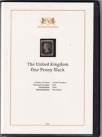 G.B. QV - SG2 - penny black - 4 margins in Harrington & Byrne folder + COA- used
