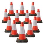 12  PACK RED TRAFFIC CONES  - HEAVY DUTY  450 MM HIGH 2 PIECE