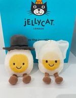 Jellycat Amuseables Boiled Egg Couple Bride Groom Plush Set with Tags & Dust Bag