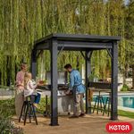 Keter Grill Gazebo 8ft 1" x 6ft 7" (2.47 x 2m)Outdoor BBQ Shelter Patio Ashwood
