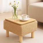 Foot Stool Rectangle Ottoman Hand Weave 39x28x28cm Multifunctional Footrest