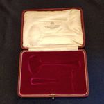 Antique Christening  Baby Spoon And Food Pusher EMPTY Fitted Case 