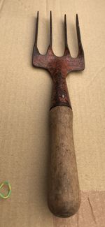 VINTAGE Hand Fork, Hardenen & Tempered, Wooden Handle, Garden Tool