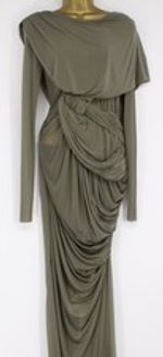 RICH OWENS BRANCH WOMENS GOWN LONG DRAPED STYLE OLIVE RRP £1550 EG