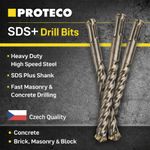 PROTECO SDS+ Plus Drill Bit 5–24mm Masonry Concrete Brick Tungsten Carbide Tip