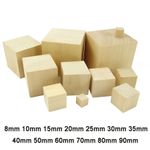 Wooden Cubes DIY Natural Wood Crafts Supplies Blocks 8mm 10 15 20 25 30 35~90mm