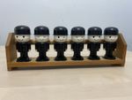 Vintage Homepride 6 x Fred Spice Jars and Rack