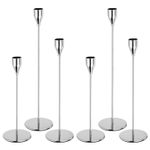 Silver Candlestick Taper Candle Holders Set of 6 for 3/4" Taper Candles