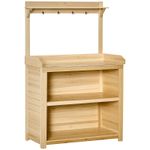 Outsunny Potting Bench Table Workstation w/ Galvanized Tabletop, Storage Shelf