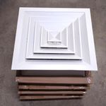 6x Ceiling Duct Diffusers 4 Way Square 295mm Neck with Adjustable Damper Vent