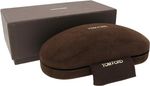 NEW Tom Ford Medium Dark Brown Sunglass Eyeglasses Case Cleaning Cloth + Card