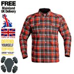 Mens Motorbike Motorcycle Flannel Lumberjack Shirt Made with Kevlar CE Armour