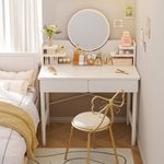 80cm Vanity Dressing Table with 2 Drawers & Mirror Makeup Desk Bedroom Furniture