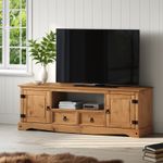 Corona TV Unit Large Widescreen 2 Door 2 Draw Media Solid Pine Mercers Furniture