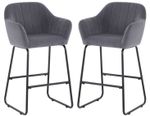 Magaluf Grey velvet fixed height Bar Stools  Breakfast Kitchen Bar, 1,2,3,4,5,6