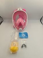 Pink Full Face Snorkel Mask L/XL 180° View GoPro Mount Diving Mask Snorkelling