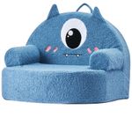 Uimoso Kids Chair with Armrests - Fun Monster Design, Foam Seat, Blue