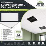 Suspended Vinyl Ceiling Tiles EasyClean Wipeable 1195mm x 595 x 7mm & 595 x 595
