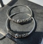 Boho Pair Of 925 Silver Hoop Earrings 30mm