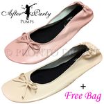 NUDE PINK / BEIGE NUDE ROLL UP FOLD PUMPS FLATS IN BAG SHOES  FOLDABLE