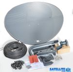 80cm Zone 2 satellite dish & quad lnb + 20m Black coax kit For Freesat / Sky