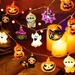 Halloween LED String Lights Pumpkin Ghost Spider Web Hanging Decor Outdoor Party