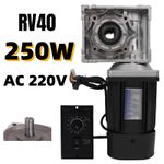 250W AC 220V RV40 1350RPM Worm Gear Reducer Gearbox Electric Motor W/ Controller