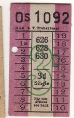 Bus / Tram ticket LT Trolleybuses 3d rtes 626 628 630, code 110A